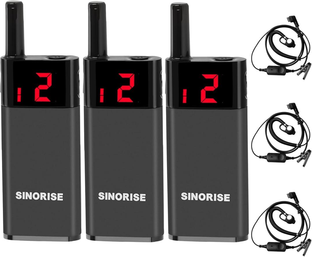 Mini Walkie Talkies, Ultra-Compact & Lightweight, Built-in Rechargeable Battery, Comfortable Earphones for All-Day Use, Ideal for Multiple Scenarios (3 Pack)