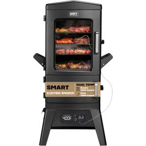 Stand Electric Smoker with Soft Rainproof Cover, LED Display Build in Meat Probe Vertical Smokers, Accurate Temperature Control Adjustment,Easy to install