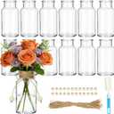 TBWIND Vintage Glass Flower Vase, 12PCS Farmhouse Mason Jar Vases for Centerpiece Clear Bud Vases in Bulk with DIY Accessories for Wedding Party Table Decorations Home Decor
