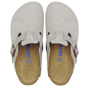 SOFTYOHO Clogs for Women Men, Mules with Arch Support and Adjustable Buckle, Suede Leather Cork Footbed Potato Shoes(Taupe,41)