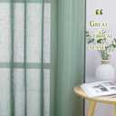 NICETOWN Linen Sheer Curtains Flax Textured for Living Room, Grommet Semi Sheer Vertical Drapes Privacy with Light Filter for Home Office/Farm House, W52 x L84, Olive Green, 1 Pair