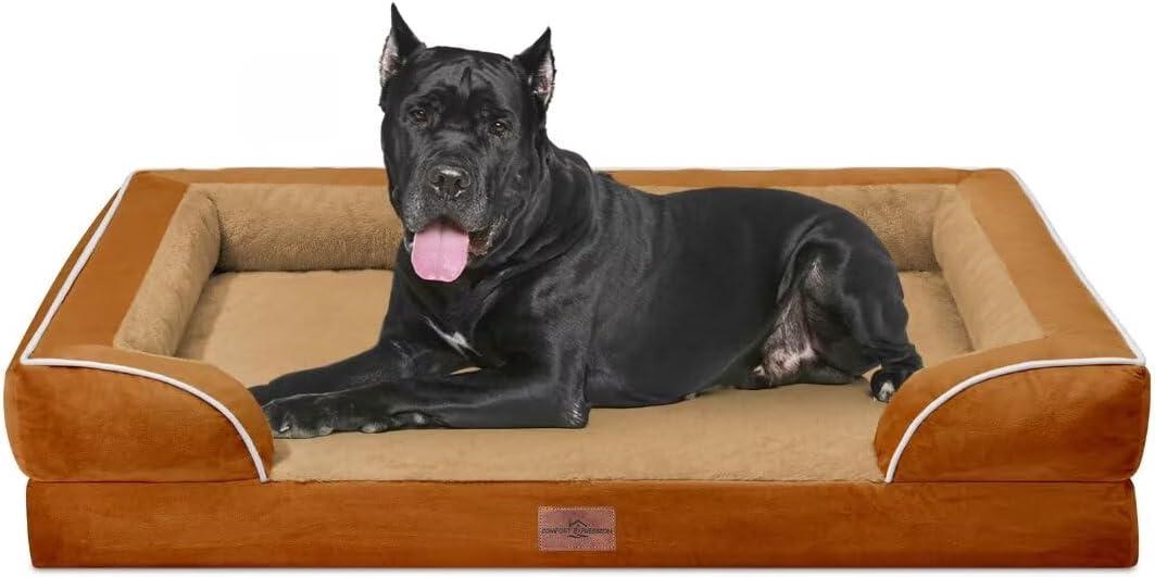 Comfort Expression Waterproof Dog Bed, XXL Dog Bed Orthopedic Foam, Waterproof Pet Sofa Couch with Washable Removable Cover & Non-Slip Bottom(XX-Large,Caramel) (53.0"L x 42.0"W x 9.5"Th)