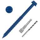 Etauwe 1/4" x 2-1/4" Blue Hex Head Concrete Screw Anchor Kit for Anchoring to Masonry, Block or Brick, 30PCS