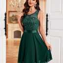 BeryLove Women's Short Prom Dresses for Teens Sleeveless Flowy A Line Wedding Guest Lace Formal Dress (Green, XXXL)