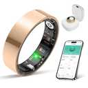 Smart Ring for Men Women, Fitness Tracker with Heart Rate/Blood Pressure/Blood Oxygen Monitor,Sleep Tracker,Pedometer,No Subscription, IP68 Waterproof Health Ring for iPhone&Android (Gold, Size11)