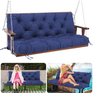 Porch Swing Cushions 60 inch Bench Cushion Waterproof Outdoor Swing Cushions 3 Seater Thick 5in Replacement Swing Cushions for Outdoor Furniture Patio (Navy Blue-60x40inch), 60x40x5inch