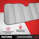Motor Trend Gray Accordion Folding Car Windshield Sun Shade - Blackout Sun Visor for Car Windshield - Foldable Jumbo Sunshade and Front Window Truck Sun Screen for UV Sun Protection - 66 x 27