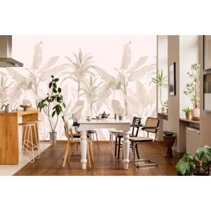 Tropical Botanical Wallpaper Beige Palm Leaves Wall Mural for Living Room BedroomNot Peel and Stick (160" x 106", CYBH-969)