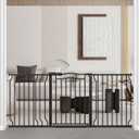 Fairy Baby 62.5"-71.6" Extra Wide Baby Gate Pressure Mount, Long Large Dog Gate Indoor Doorways Stairs, No Drill Safety Child Gate for Kids with Double Lock, Walk Thru Pet Gate for Puppy Doggy, Black