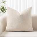 Woaboy Pack of 1 Decorative Throw Pillow Cover Pillowcase Textured Boucle Square Sofa Couch Pillow Home Decor for Living Room Woven Modern Cushion Case 24 x 24 Inch White