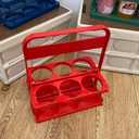 Bottle Caddy for 6 Pack Bottle Can, Portable Beer Bottle Rack Pure Color Foldable Beverage Storage Rack Picnic Beer Handle Basket Plastic Beer Carrier 6 Beer Holder Basket (Red)
