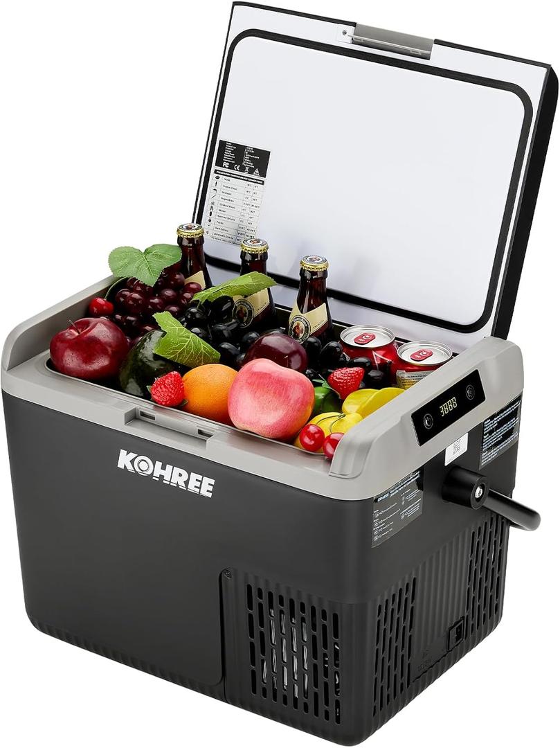 Kohree 12 Volt Car Refrigerator, 19QT(18L) Car Fridge with Large Handle, -4~68 12V Electric Cooler 12/24V DC 12/24V DC, 110-240V AC Compressor Portable Freezer for Camping Road Trips Travel