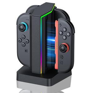 Pogriko Charging Dock for Nintendo Switch 2 Controller, [7 RGB Light] [Fast Charger Station] with Charging Cable for Switch 2 Joycon Accessories (Black)