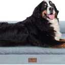 Large Dog Bed Orthopedic Washable, Big Large XXXLarge Dogs, Orthopedic Grey Extra Dog Bed with Waterproof Cover and Removable Egg Foam, Couch Bed Bolster