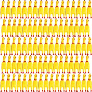 Libima 150 Pcs 6.3 Inch Screaming Rubber Chicken Toy Bulk, Mini Squeeze Rubber Chicken Small Squeak Toys, Prank Novelty Noise Toy for Pet Chew Party Gifts Reduce Separation Anxiety(Yellow)