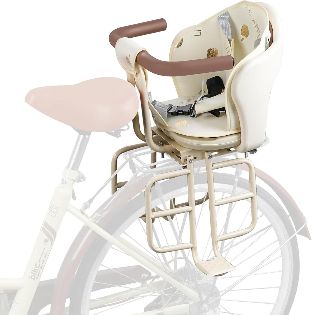 Rear Child Bike Seat, Rear Mounted Kid Bike Seat Semi-Wraparound with Armrests, Harness and Pedals, Toddler Bike Seat for Adult Bikes for Child Ages 6 Months to 6 Years