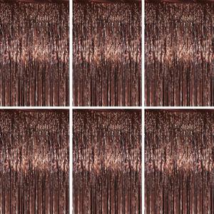 Voircoloria 3.3 x 6.6 ft Foil Fringe Backdrop Curtains, Tinsel Streamers Party Decorations, Fringe Backdrop for Birthday, Baby Shower, Gender Reveal, Graduation (6, Brown)