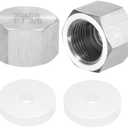 uxcell 2pcs Hex End Cap 304 Stainless Steel Nut with Washer, PT 3/8" Female Thread Pipe Fitting, Gas Line Water Line Stop Valve Cap Tubing Ends for Plumbing Fittings, Silver Tone