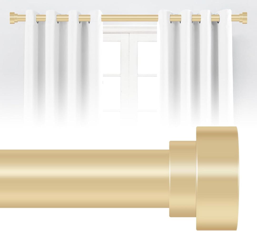HEI! DEAR Gold Curtain Rods for Windows 18 to 60 Inch(1.5-5ft),1 Inch Heavy Duty Curtain Rods,Adjustable Curtain Rod,Modern Decorative Drapery Rods,Telescoping Window Curtains Rod 18-60",Brass Gold (18-60"&1 pack)