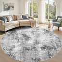 Washable 5x5 Round Rugs for Living Room: Abstract Modern Home Decor Rug