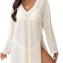 Swimsuit Coverup for Women Crochet Bathing Suit Cover Ups for Swimwear Beach Vacation Clothes 2025 Summer Dresses (White, M)