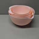 BoxedHome 4 Quart Large Plastic Mixing Bowls, Microwave Safe Mixing Bowl Set with Pour Spout, Nesting Bowls for Space Saving Storage (Fading Rose)