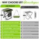 CAMDOOR Portable Collapsible Stool, 16Folding Stool with 3 Side Pockets and Shoulder Strap, Extra Large Camping Chair Supports 400 lbs, Ultralight Portable Seat for Outdoor, Hiking, Fishing (Green)