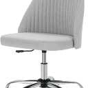 Yapamar Modern Fabric Armless Adjustable Swivel Office Desk Chairs with Wheels - Grey
