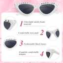 4 x WantGor Cat Eye Sunglasses for Women, Bachelorette Party Bride to Be Gifts Bride Sun Glasses Bridal Engagement Decorations (White)