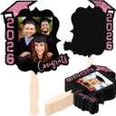 24 Pcs Custom Graduation Cutout Face Fans with Handle Double Sided Grad Party Supplies Class of 2026 Grad Photo Props Blank DIY Photo Frame for Graduation Party Souvenirs (Pink)
