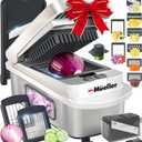 Mueller Pro-Series 10-in-1, 8 Blade Stainless Steel Multi Vegetable Chopper And Mandoline Slicer, Kitchen Accessories and Essentials, Food and Veggie Chopper, Mincer, Dicer, White Sand/Grey