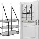 2 Pcs 3 Tier Sweater Drying Rack Flat Over The Door Folding Drying Rack Large Lay Laundry Hanging Dryer Mesh Clothes Dry Hanger for Apartments Dorms Bathrooms(Black,26.5 x 18 x 34.5 Inch)