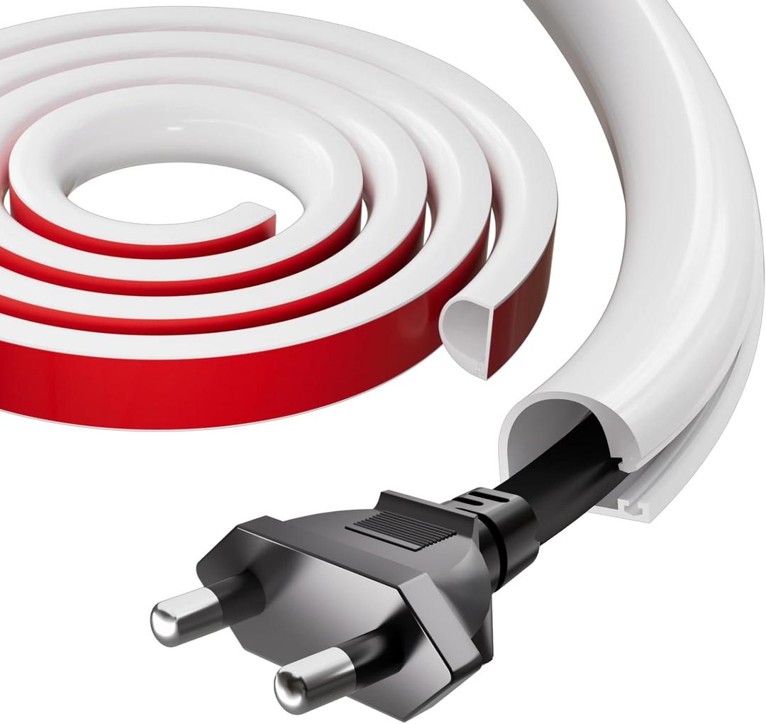 39" Silicone Cord Hider for Wall Mount TV,Self-Adhesive Cable Hider for 1 Cord(1/4" Diameter),Cable Management Under Desk,Cord Organizer,Cable Raceway Home & Office Trim,Cord Concealer Channel,White (Regular-39 inch)