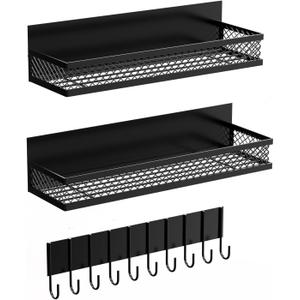 Magnetic Spice Rack for Refrigerator, 3 Pack Magnetic Shelf for Refrigerator, Movable Magnetic Basket is Used for Side Storage in Ovens, Microwaves, or Washing Machines (Black)
