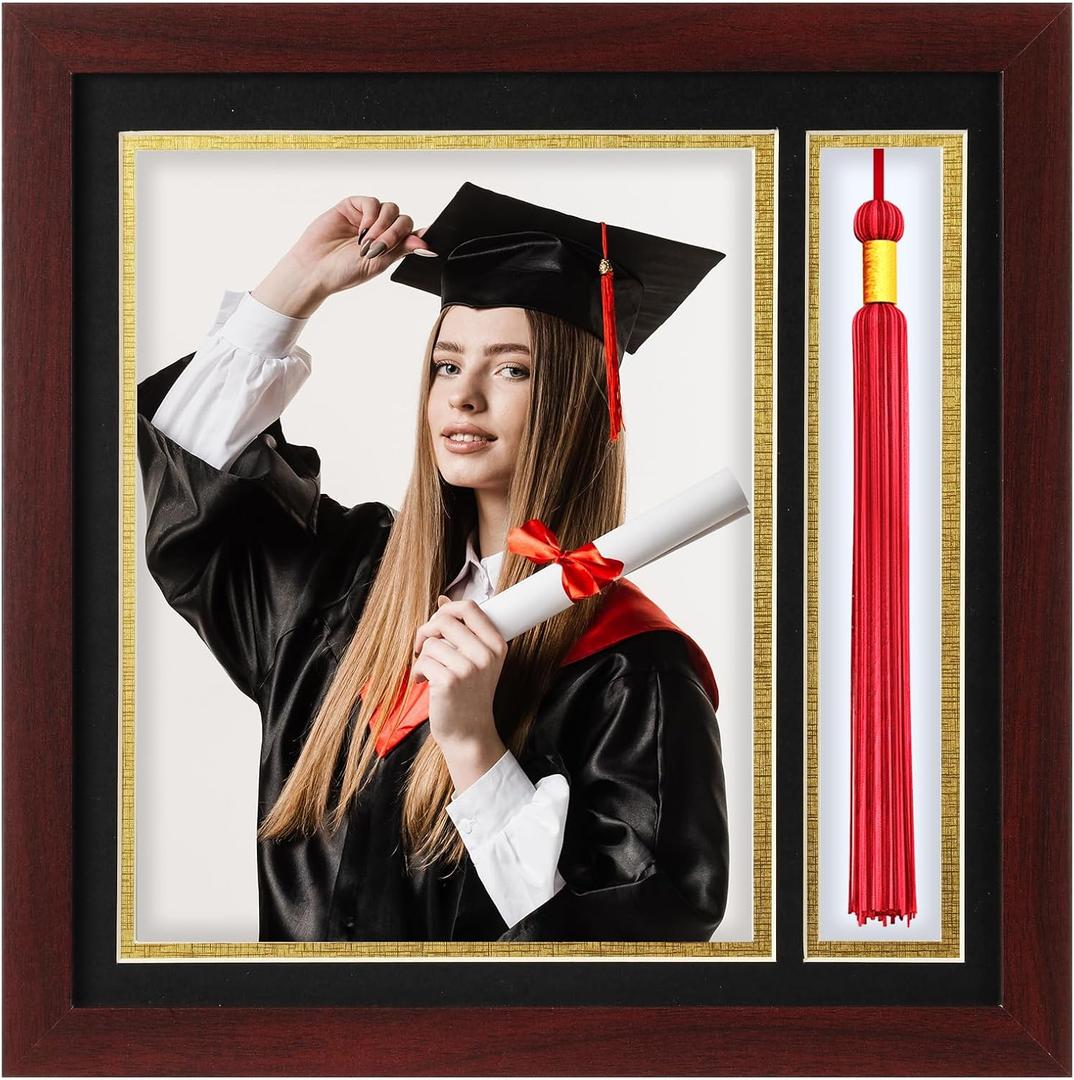 Graduation Photo Frame 8 x 10 with Tassel Holder for Pictures Photo Frame Elegant Double Mat 2026 Graduation Decor Gift for Graduate