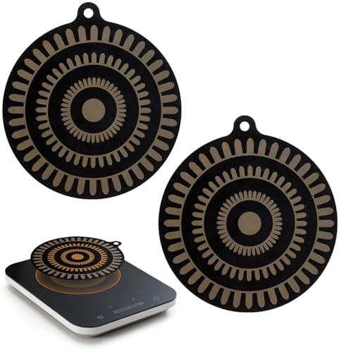 Thermochromic Silicone Induction Cooktop Protect Mat, Silicone mat for Induction Cooktop protective cover 2 pcs (9.5 inches)