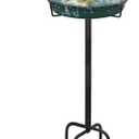 35.5In Freestanding Birdbaths Bowl Outdoor, Standing Garden Bird Bath Bird Feeder Bowl with Metal Stake, Detachable Decoration Spa Birdfeeder for Garden Patio Yard Lawn, 4 Spiky Feet (D) (Green)