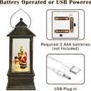 Christmas Snow Globe Lantern with Music USB Lined/Battery Operated Santa Snowman Tree Scene Lighted Christmas Lantern Water Glittering Snowing Globes Lamp for Home Festival Decoration Gifts