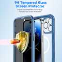 seacosmo for iPhone 14 Pro Max Case, Full Body Bumper with Built-in 9H Tempered Glass Privacy Screen Protector and Camera Lens Protector, Compatible with MagSafe, Shockproof Phone Case, 6.7", Blue