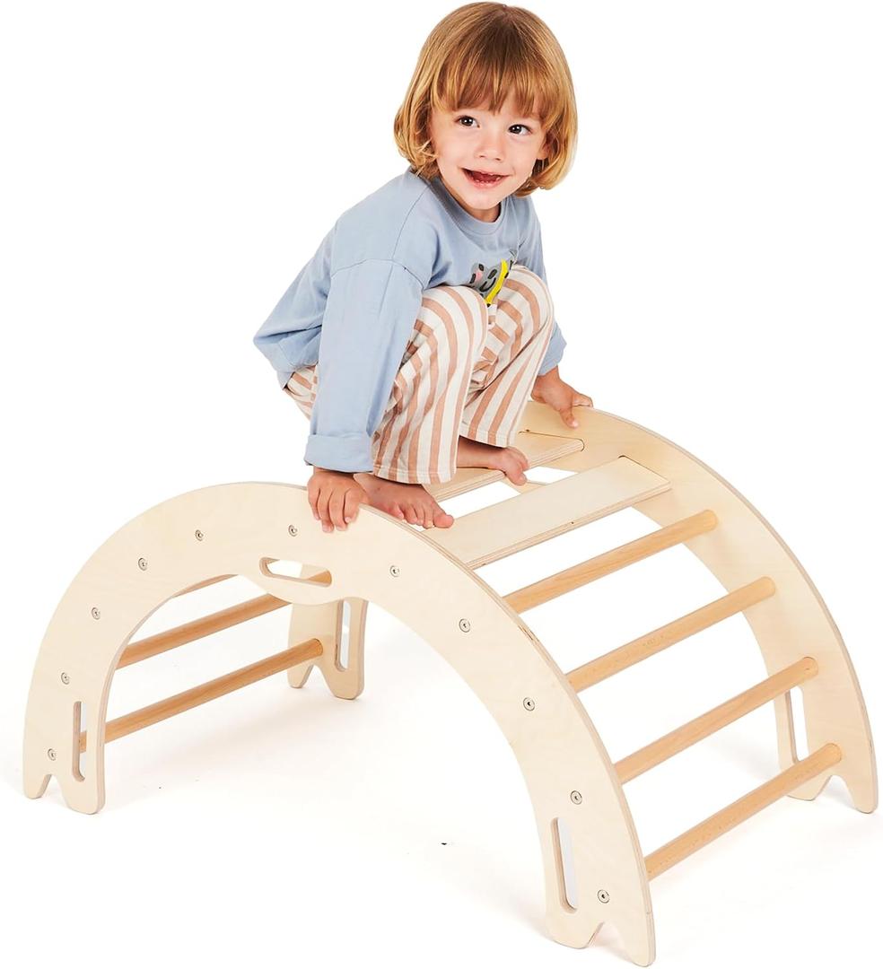 Climbing Arch for Toddlers, Multiuse Montessori Climber, Toddler Rocker, Wooden Balance Board, Toy Storage, Easy to Assemble Play Gym - Detailed Guide Included, Perfect for Active Play