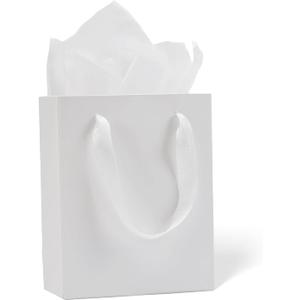 Aosric 30 Pack 6x3x7.5 In White Gift Bags  Small Sturdy & Reusable Premium Gift Bags for Boutique Gift, Party Favors, Weddings, Birthdays, Christmas and Holidays