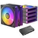 Okinos, 6 Pack RGB Fans, Infinity Mirror, Cable Connector 3 Pin 5V Addressable RGB Fans with Controller (Not Daisy Chain), PWM PC Fan 1800 RPM, 52.4 CFM, Infinity Series