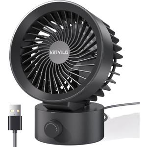 USB Desk Fan Small Quiet, Stepless Speed Flexible Adjust Mini Fans for Home Office Dorm Desktop, Portable Travel Fan Personal Cooling, Plug In USB Powered, Black