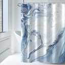 AWERT Blue Marble Shower Curtain - Waterproof for Bathroom Decor, Printed Washable With Hooks, 72x72 Inch