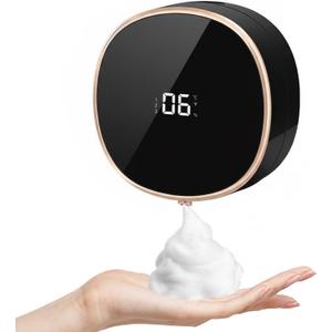 Smart Automatic Soap Dispenser Foam Bathroom with 3 Adjustable Modes, IPX5 Waterproof, LED Display for Temperature, Time & Battery, Touchless Hand Soap Dispenser for Bathroom, Kitchen, Office (Black)
