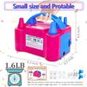 Electric Balloon Pump, Portable 2 Modes Balloon Blower Machine with 14 Balloon Arch Kits, Air Pump for Balloon, Balloon Inflator for Party Decoration
