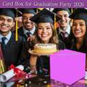 4 x Purple and Silver Graduation Card Box for Class of 2026, Congrats Grad Card Box for Graduation Party Supplies Party Favors