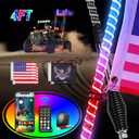 Nilight LED Whip Light 2 PCS 4FT COB RGB Lighted Antenna Whips with Spring Base Remote & App Control DIY Patterns Turn Brake Reverse Lights for Can-am Offroad ATV UTV RZR Polaris Dune Buggy Truck