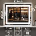 FENNIO 22" x 20" Vanity Mirror with Lights, LED Makeup Mirror, Hollywood Mirror with 3 Color Modes & Adjustable Brightness, Vanity Mirror Square White