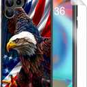 for Samsung Galaxy S25 Ultra Phone Case, Soft TPU Shockproof Full Body Protection Cover 6.9" for Samsung Galaxy S25 Ultra, Lightweight Compatible Wireless Charging, American Flag Eagle